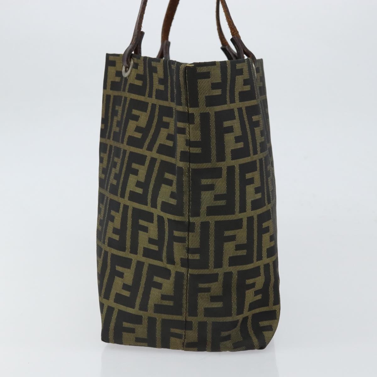 FENDI Zucca Canvas Tote Bag Black Brown Auth 164817