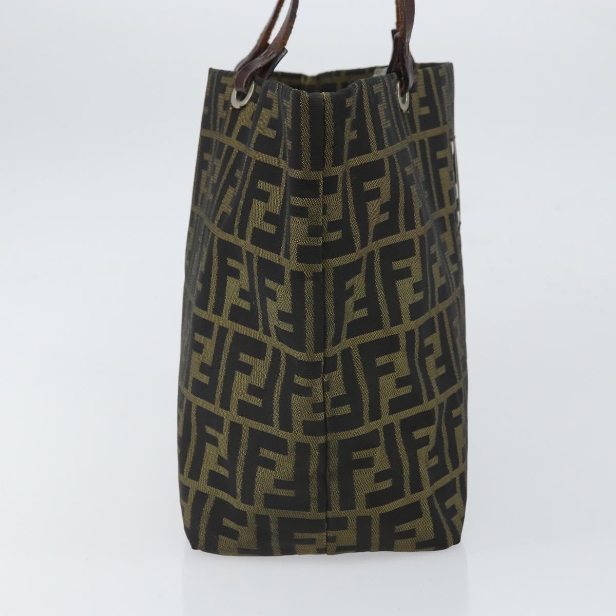 FENDI Zucca Canvas Tote Bag Black Brown Auth 164817