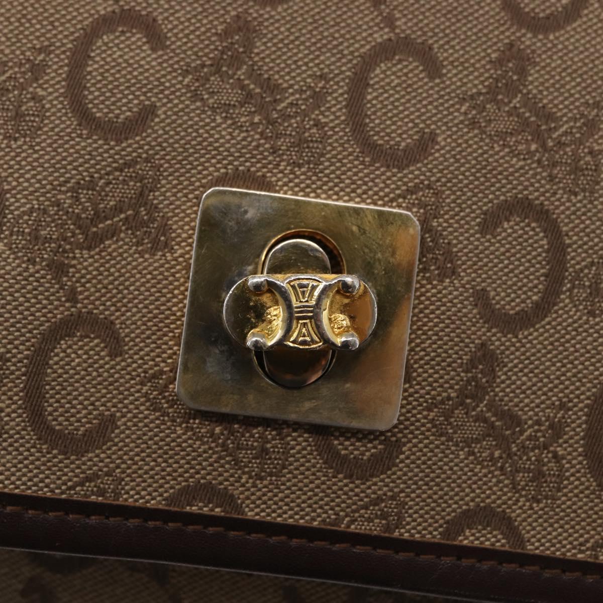 CELINE C Sulky Shoulder Bag Canvas Beige Gold Auth 164819