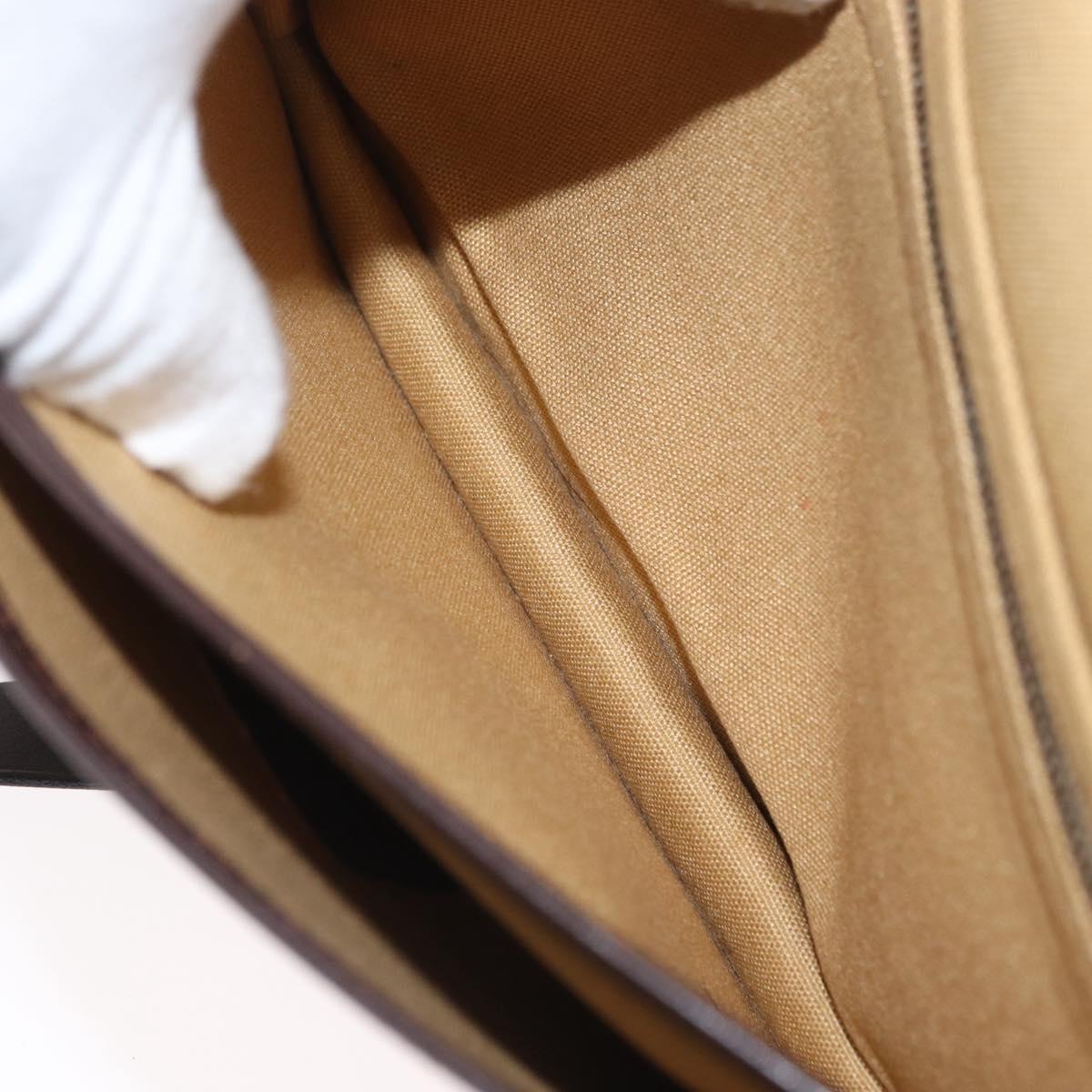 CELINE C Sulky Shoulder Bag Canvas Beige Gold Auth 164819