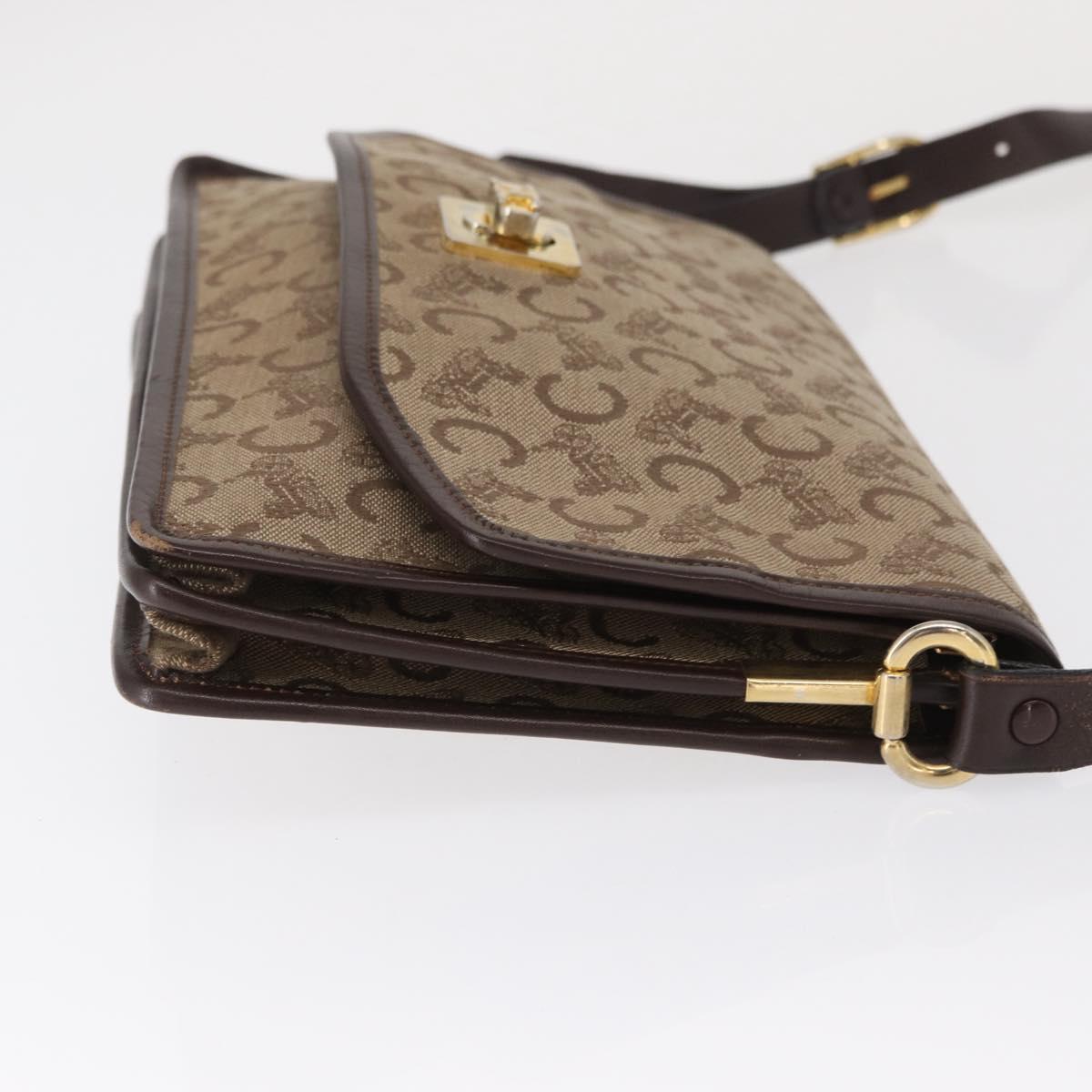 CELINE C Sulky Shoulder Bag Canvas Beige Gold Auth 164819