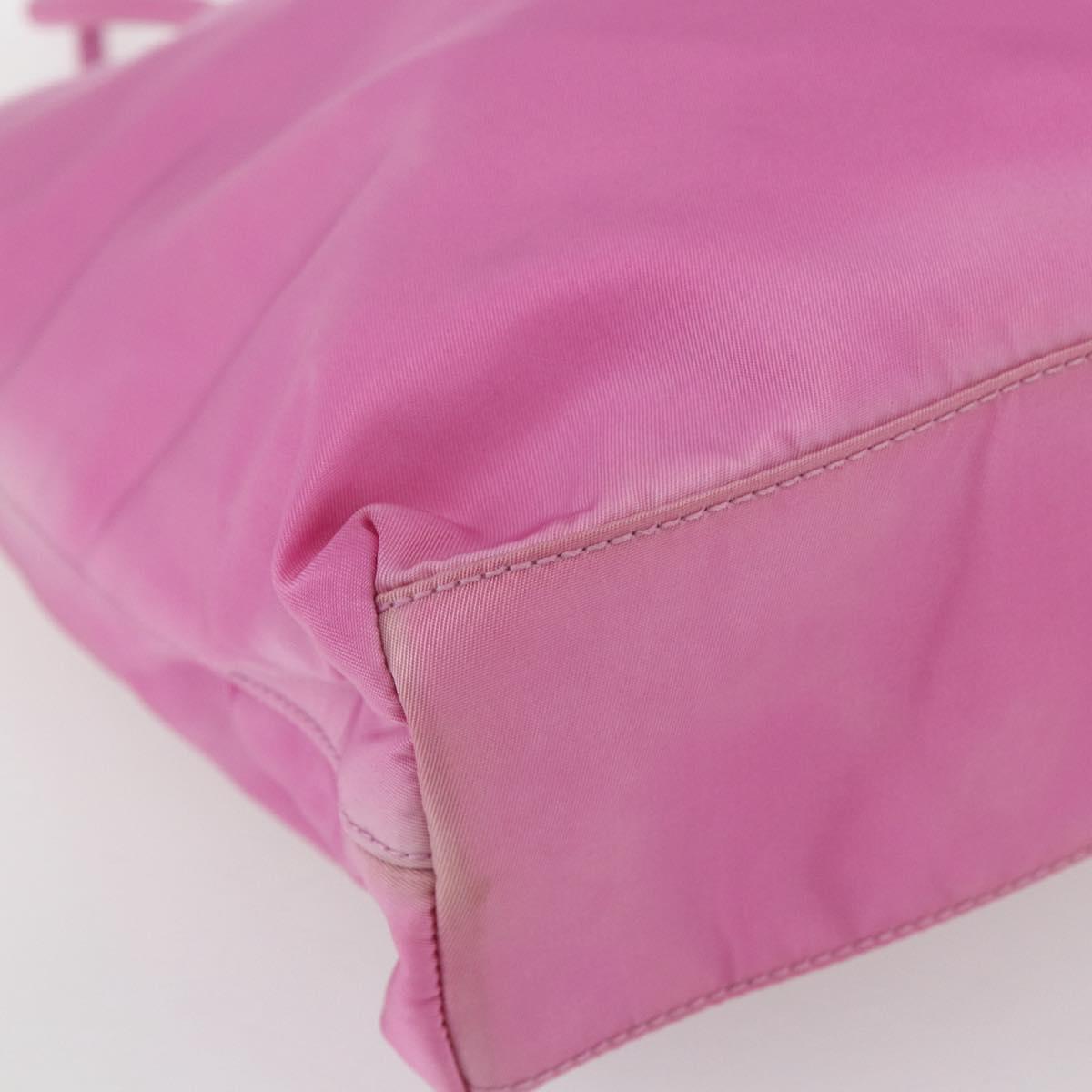 PRADA Tote Bag Nylon Pink Silver Auth 164823