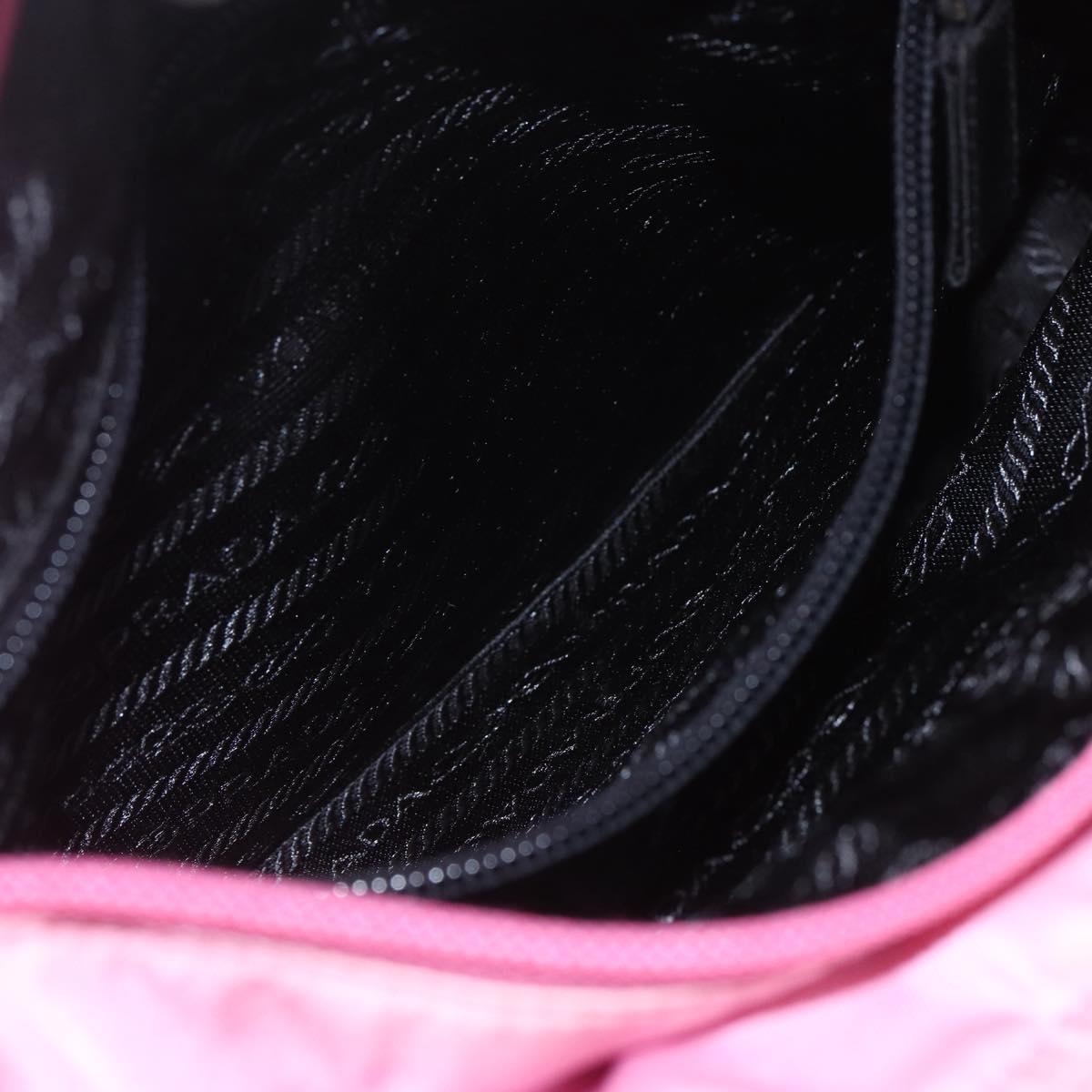 PRADA Tote Bag Nylon Pink Silver Auth 164823