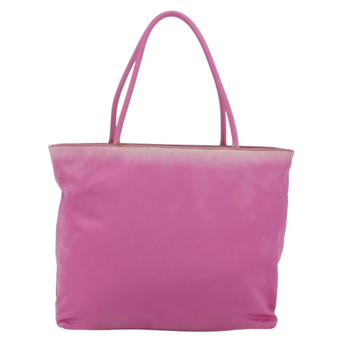 PRADA Tote Bag Nylon Pink Silver Auth 164823