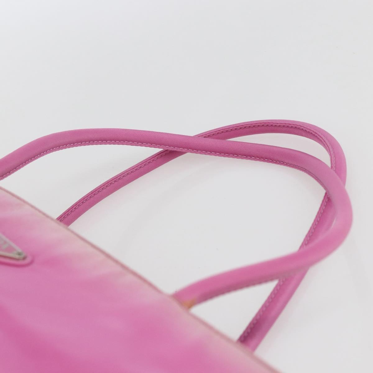 PRADA Tote Bag Nylon Pink Silver Auth 164823