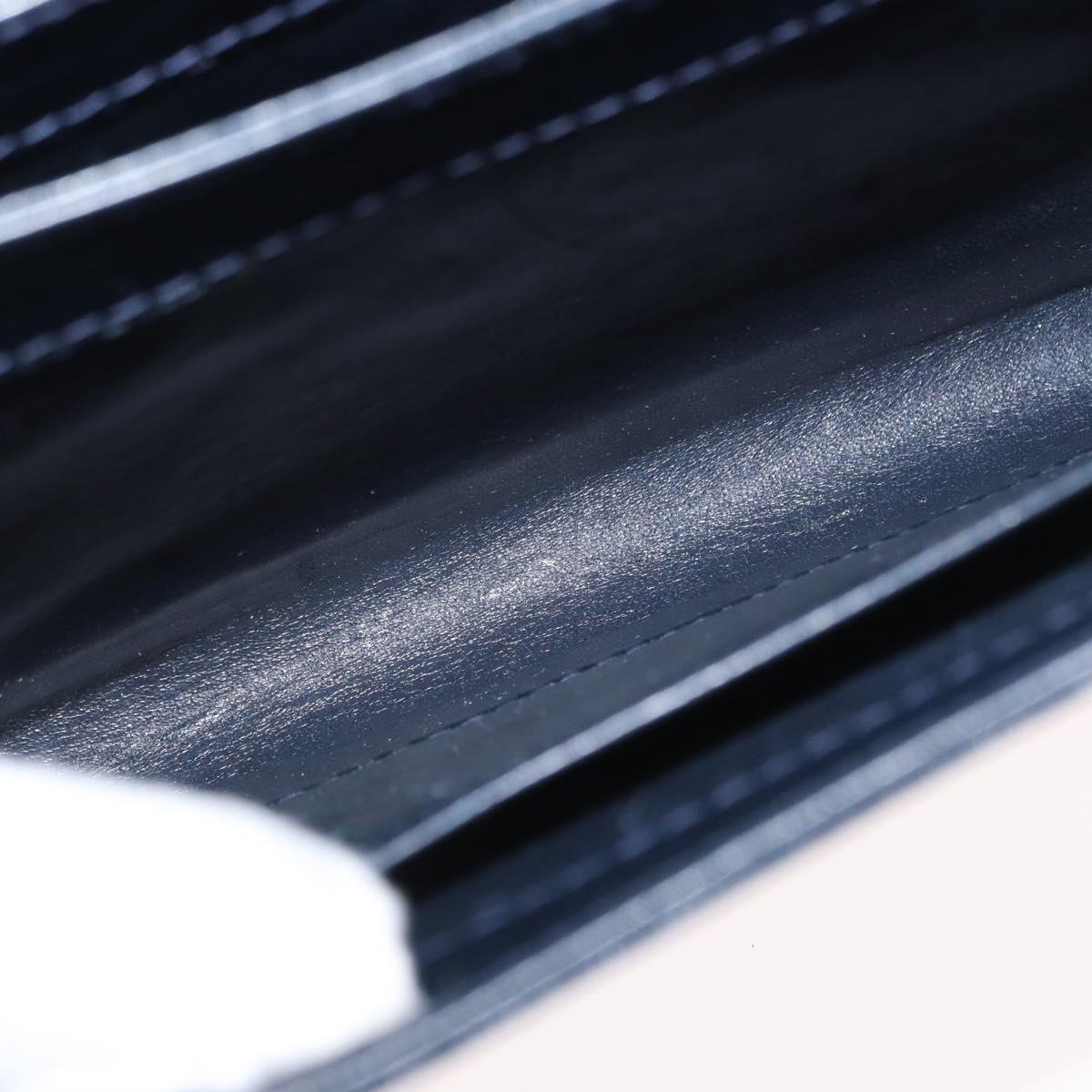 GUCCI Shoulder Bag Leather Navy Gold Auth 164825