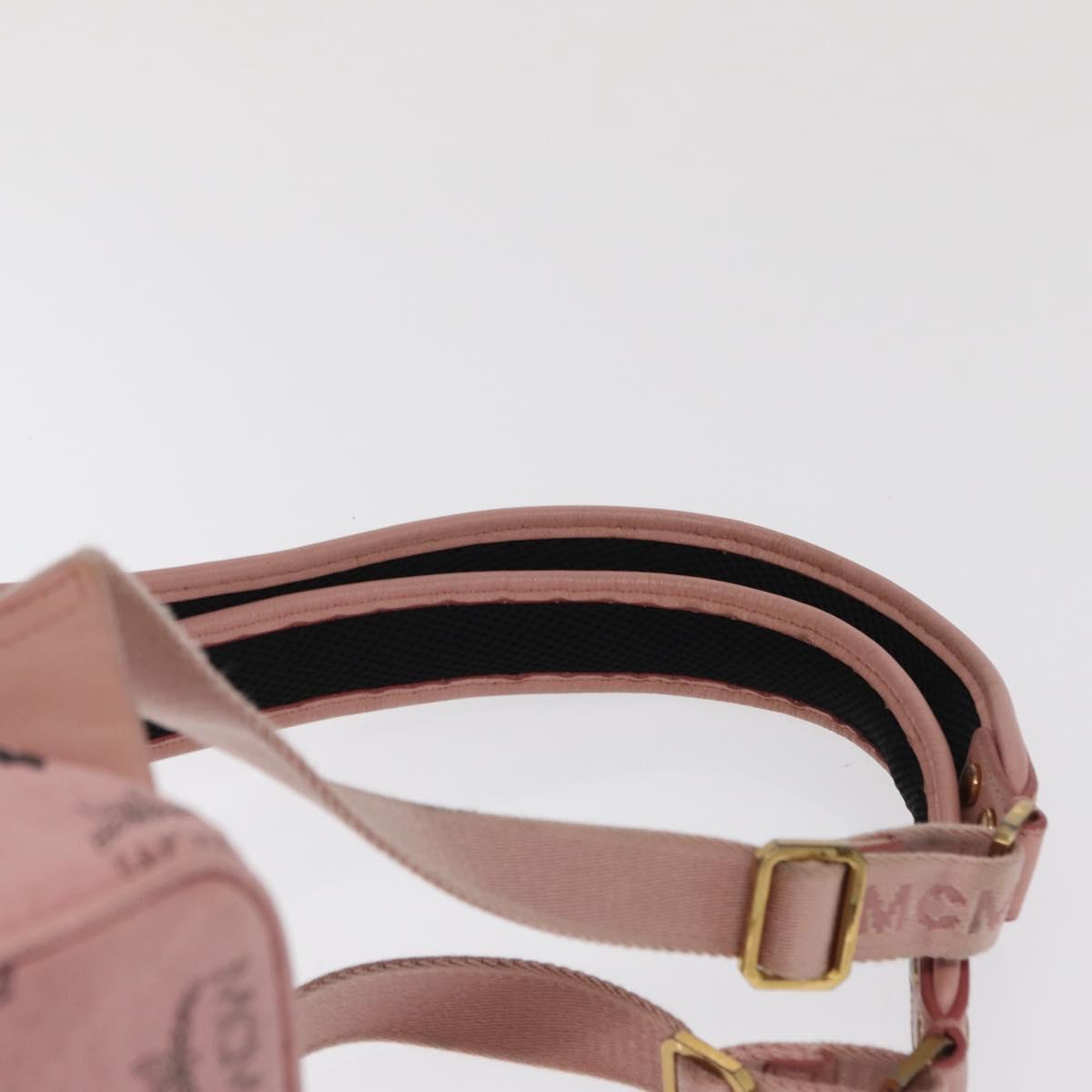 MCM Vicetos Logogram Backpack PVC Leather Pink Gold Auth 164828