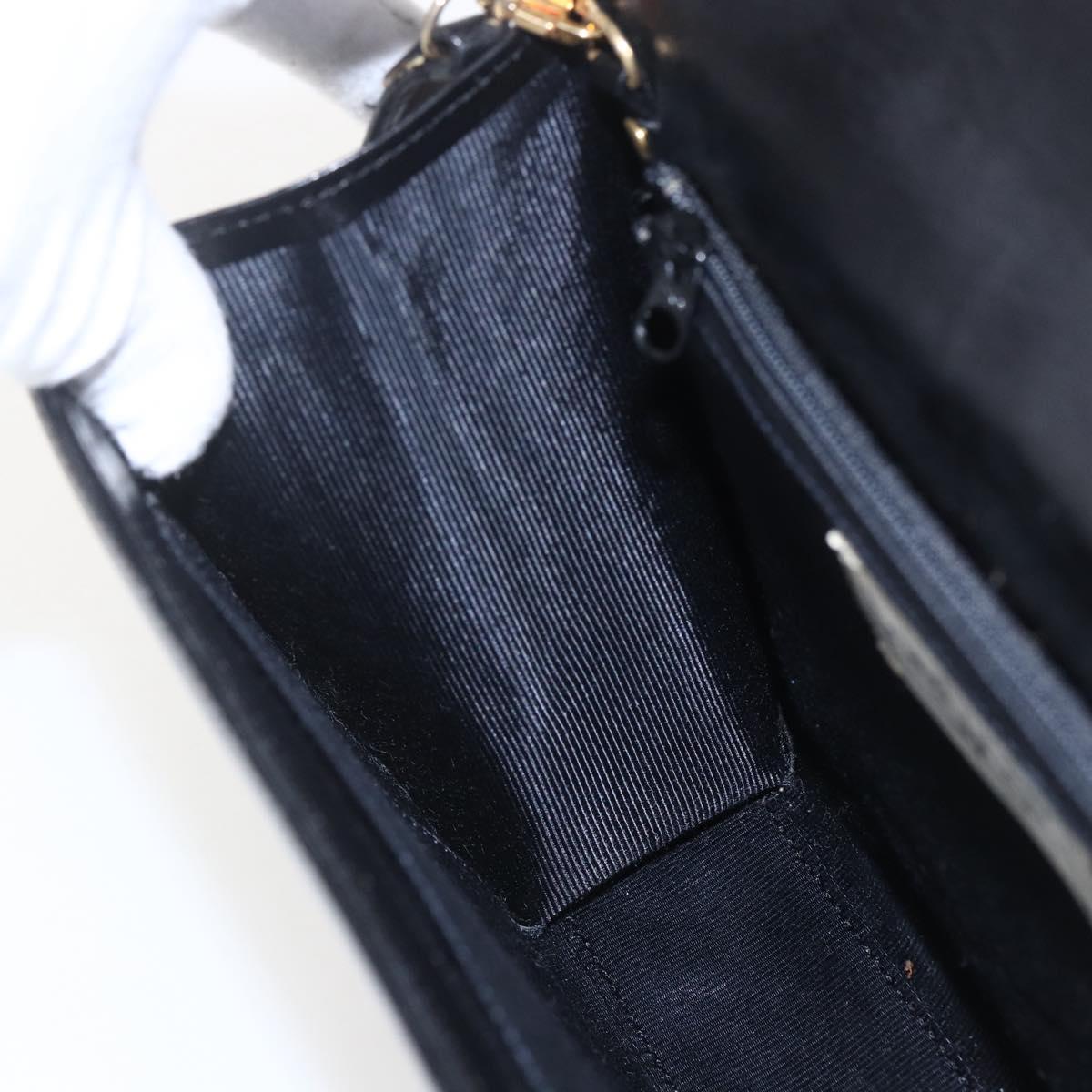 GIVENCHY Shoulder Bag Leather Black Gold Auth 164833