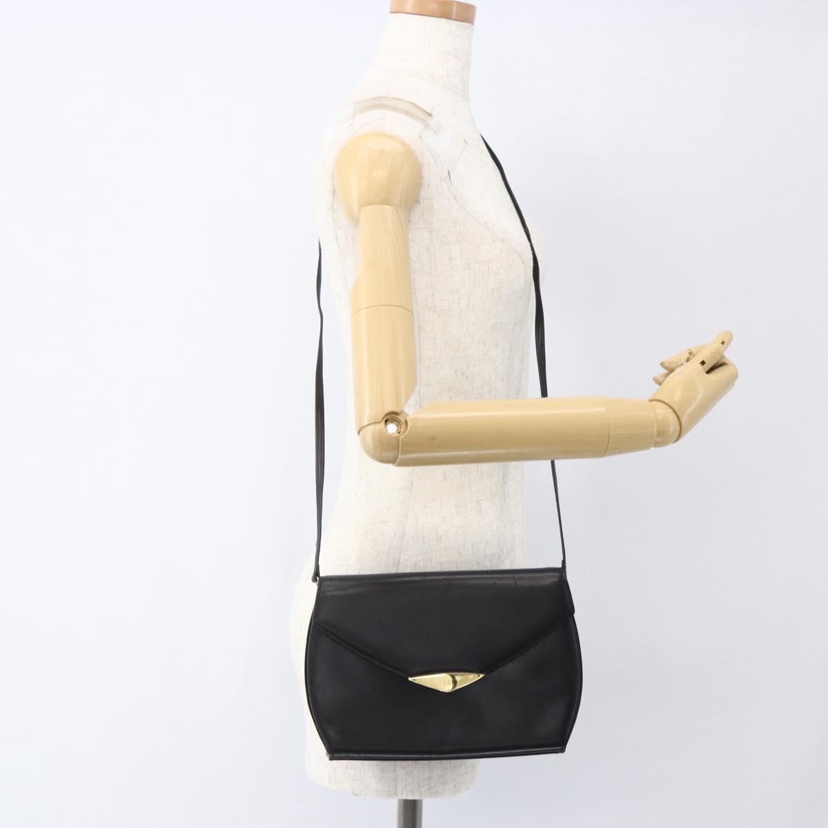 GIVENCHY Shoulder Bag Leather Black Gold Auth 164833