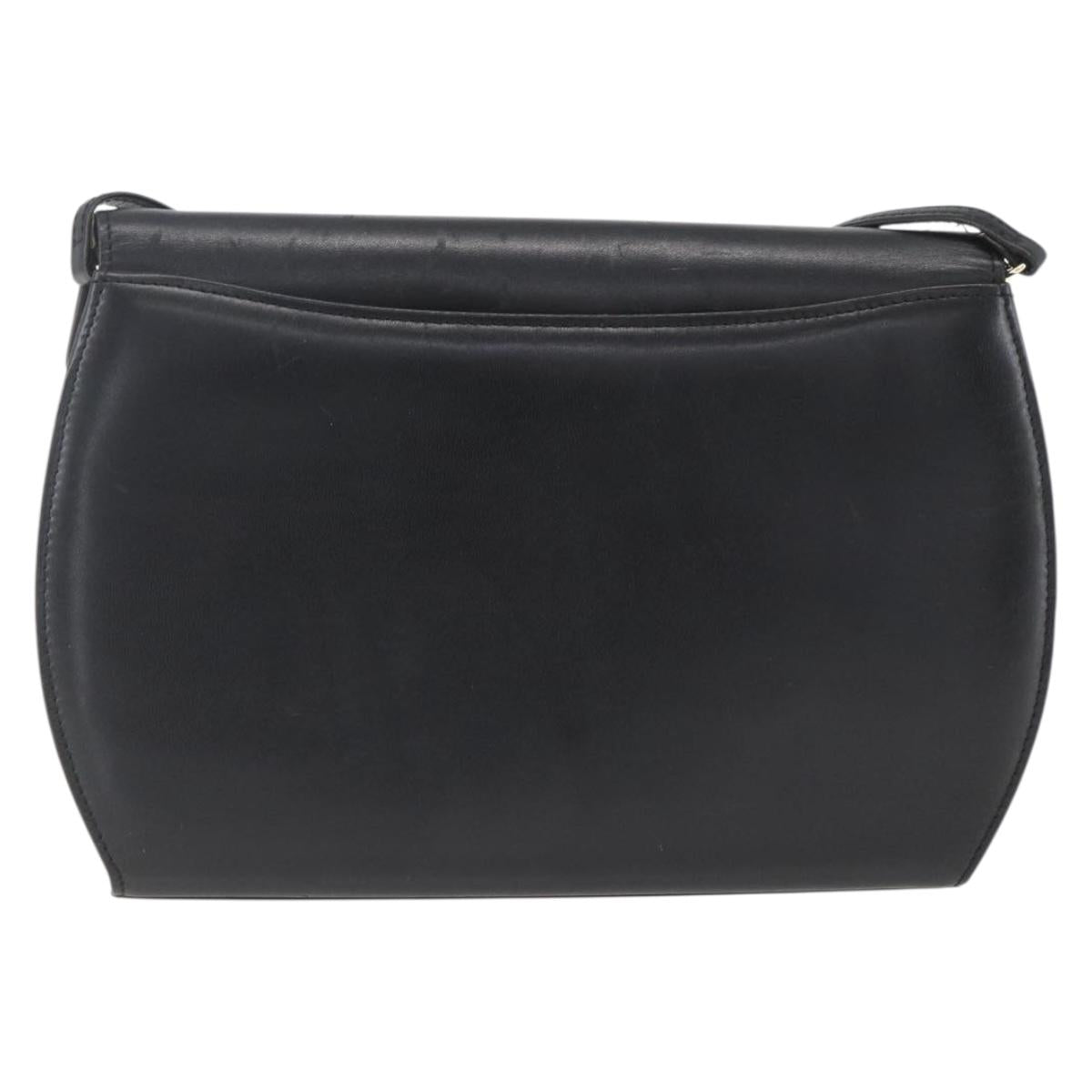 GIVENCHY Shoulder Bag Leather Black Gold Auth 164833