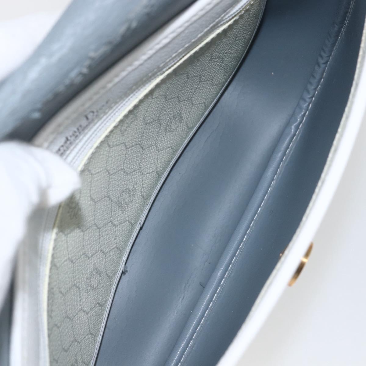 Christian Dior Honeycomb Canvas Shoulder Bag White Gold Auth 164834