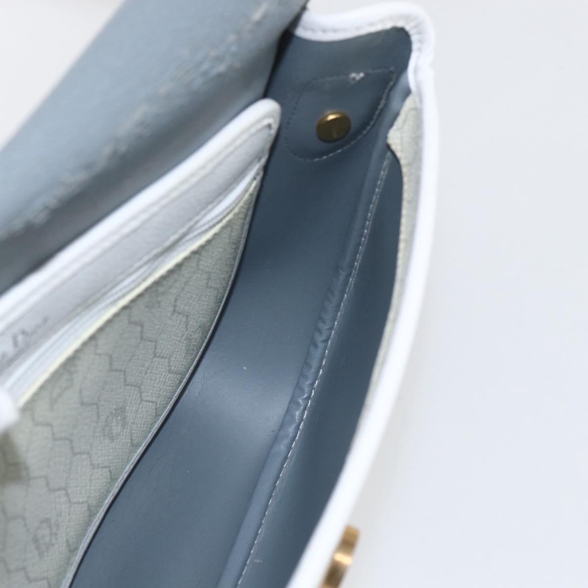 Christian Dior Honeycomb Canvas Shoulder Bag White Gold Auth 164834