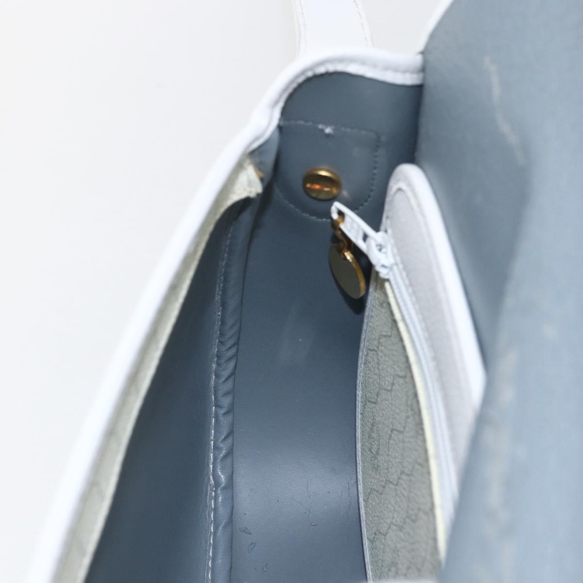 Christian Dior Honeycomb Canvas Shoulder Bag White Gold Auth 164834