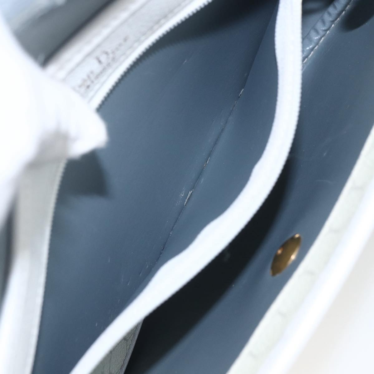 Christian Dior Honeycomb Canvas Shoulder Bag White Gold Auth 164834