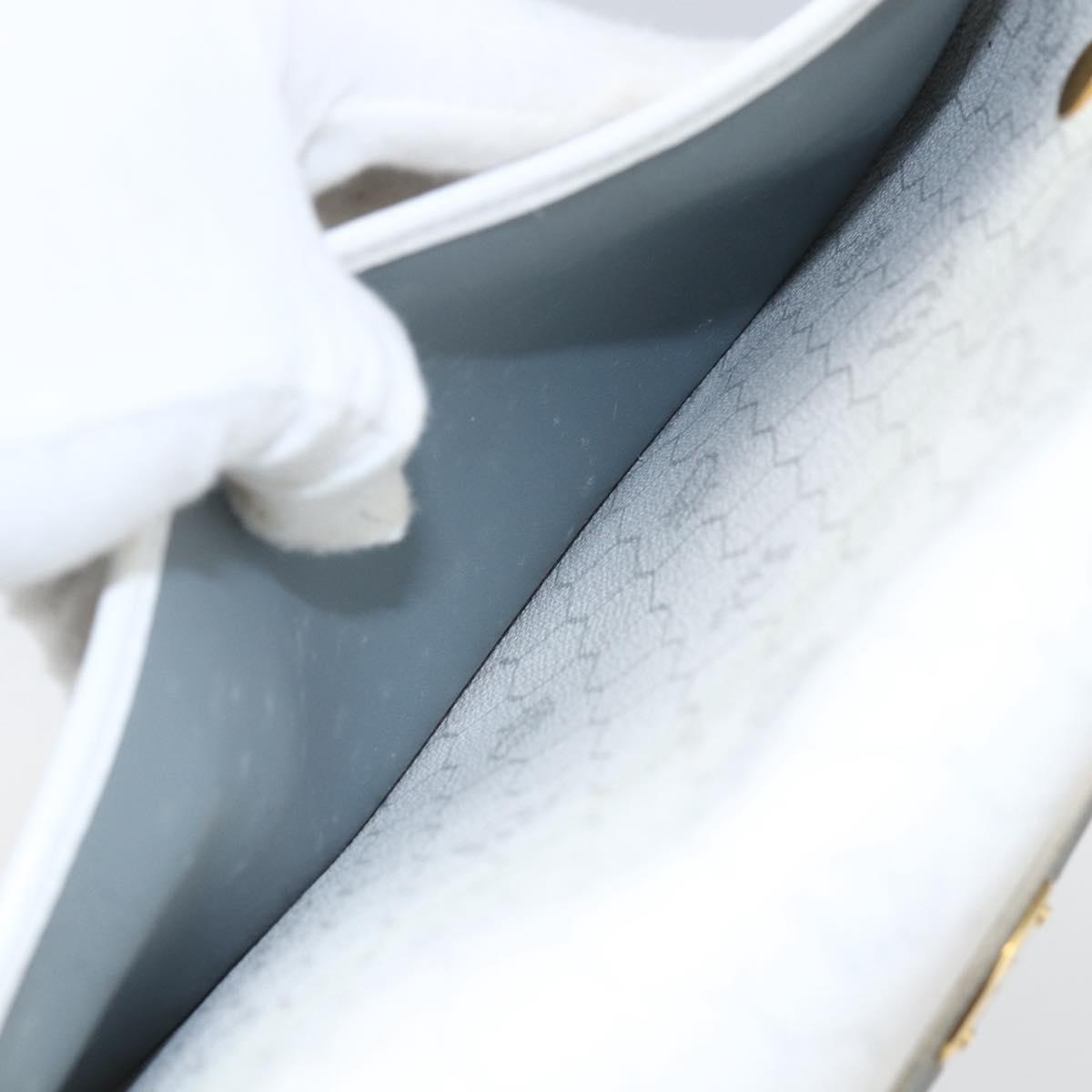 Christian Dior Honeycomb Canvas Shoulder Bag White Gold Auth 164834