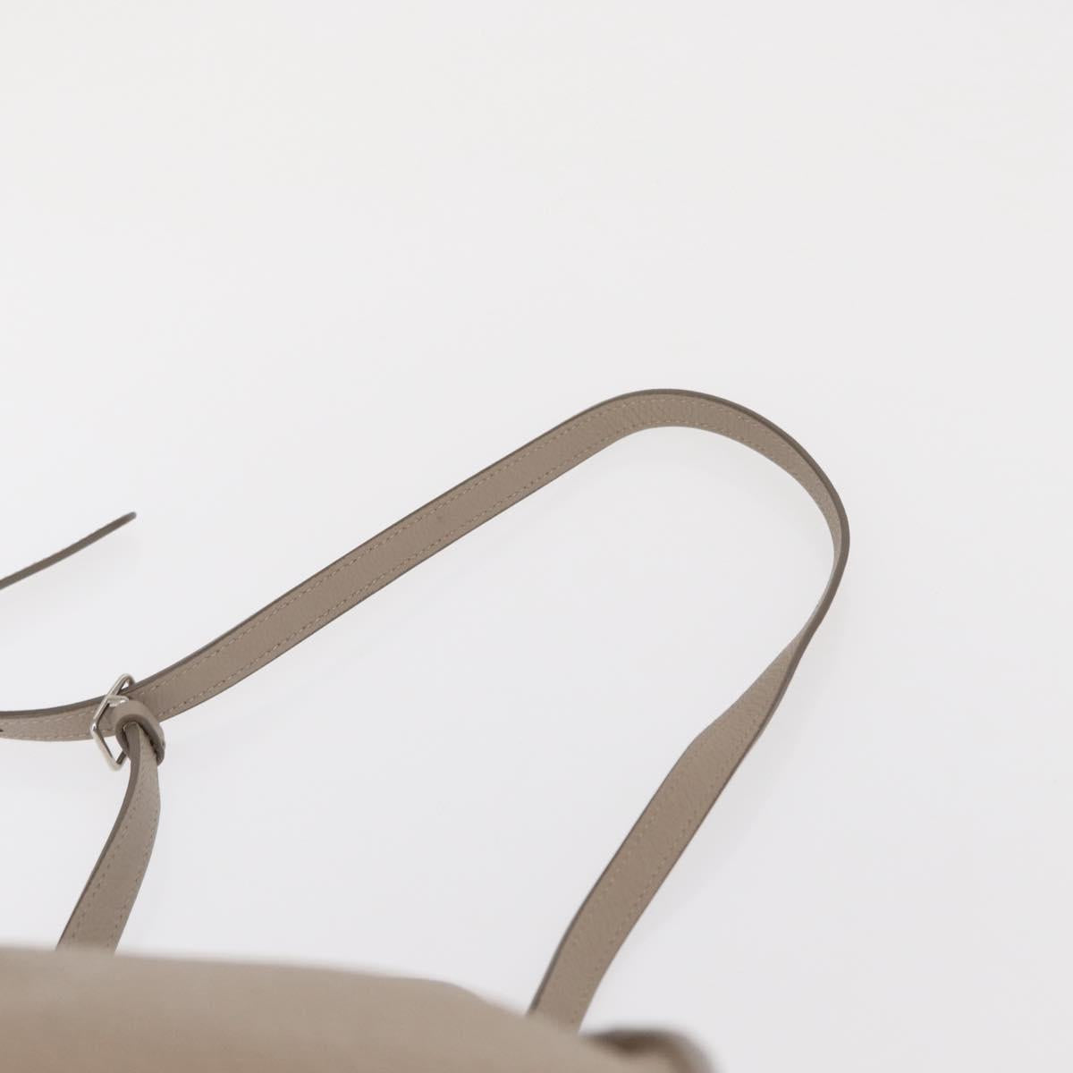 CELINE Big bag Small Hand Bag Leather Beige Silver Auth 164836