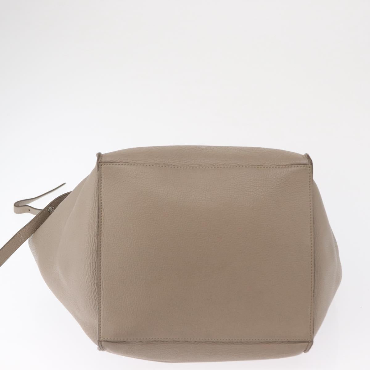 CELINE Big bag Small Hand Bag Leather Beige Silver Auth 164836