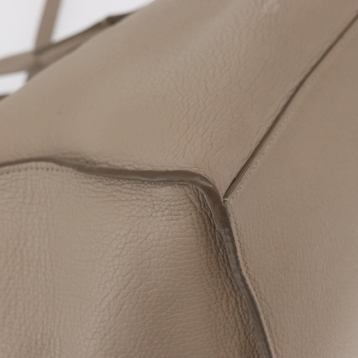 CELINE Big bag Small Hand Bag Leather Beige Silver Auth 164836