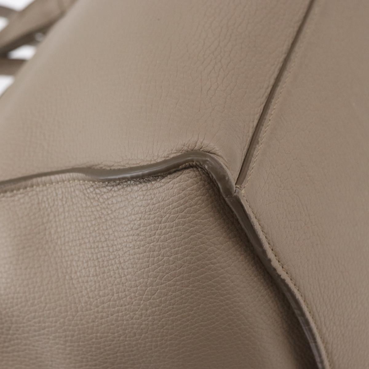 CELINE Big bag Small Hand Bag Leather Beige Silver Auth 164836