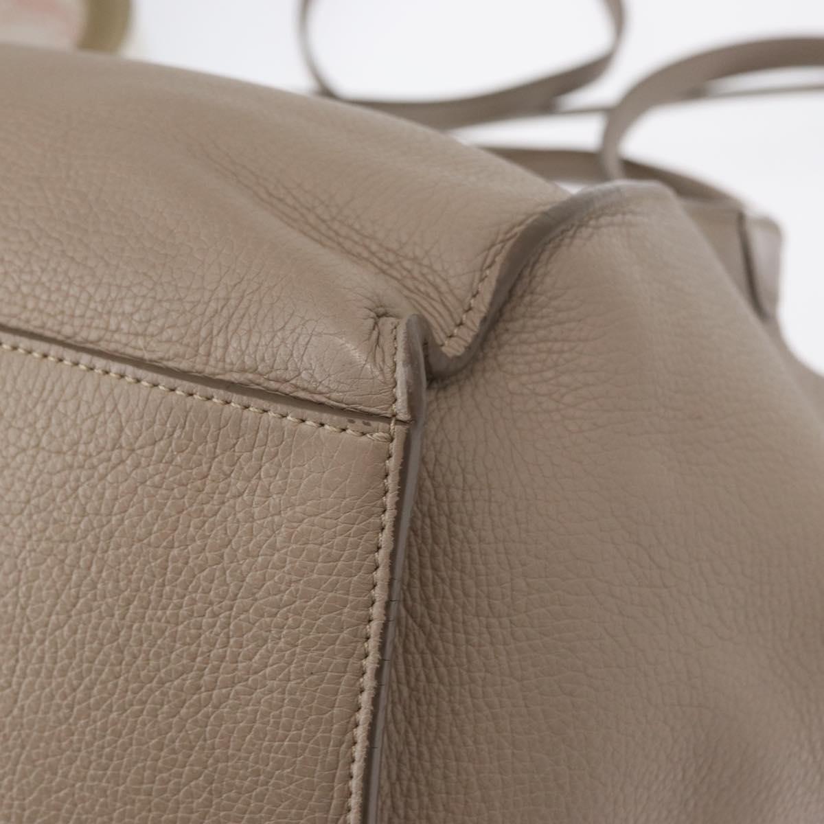 CELINE Big bag Small Hand Bag Leather Beige Silver Auth 164836