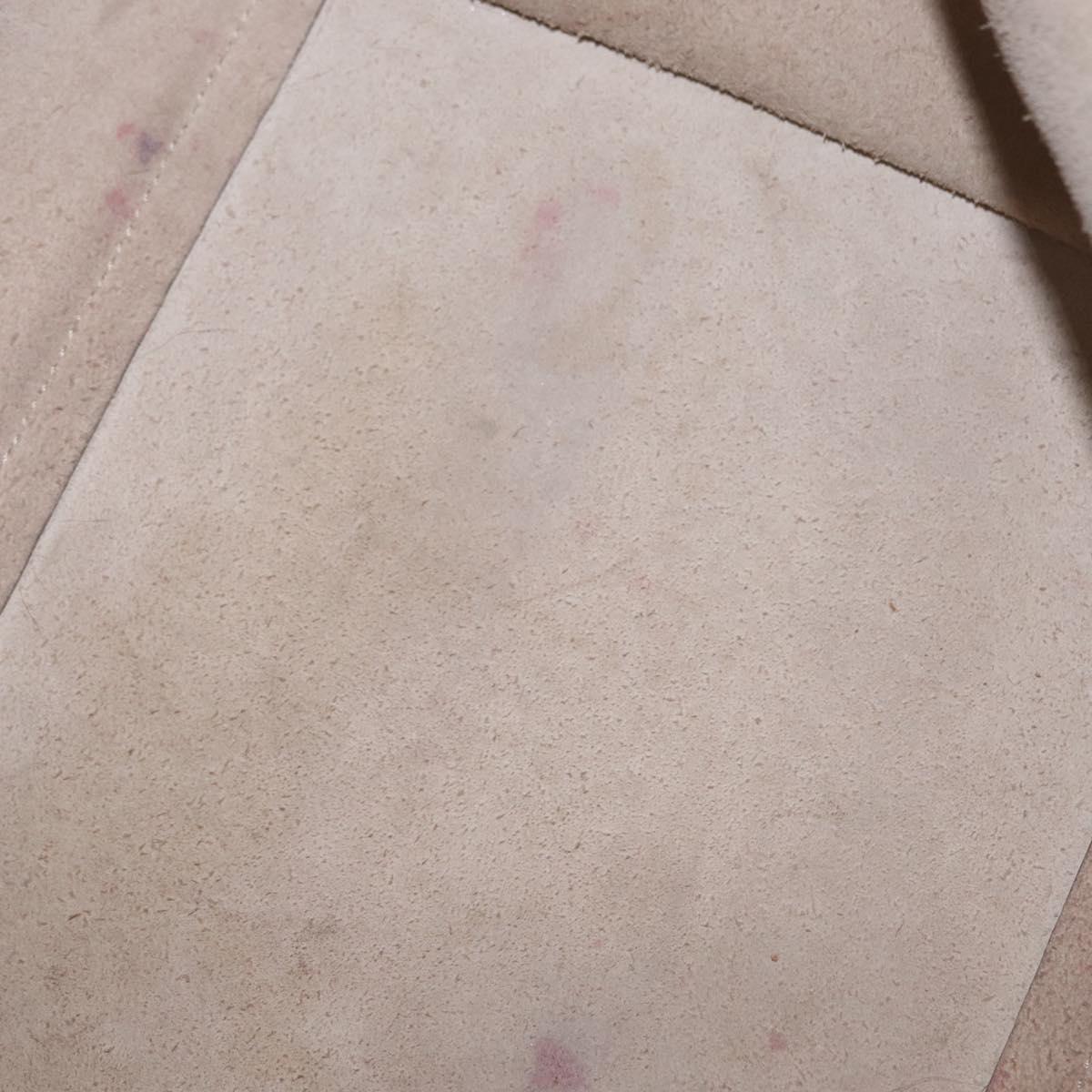 CELINE Big bag Small Hand Bag Leather Beige Silver Auth 164836