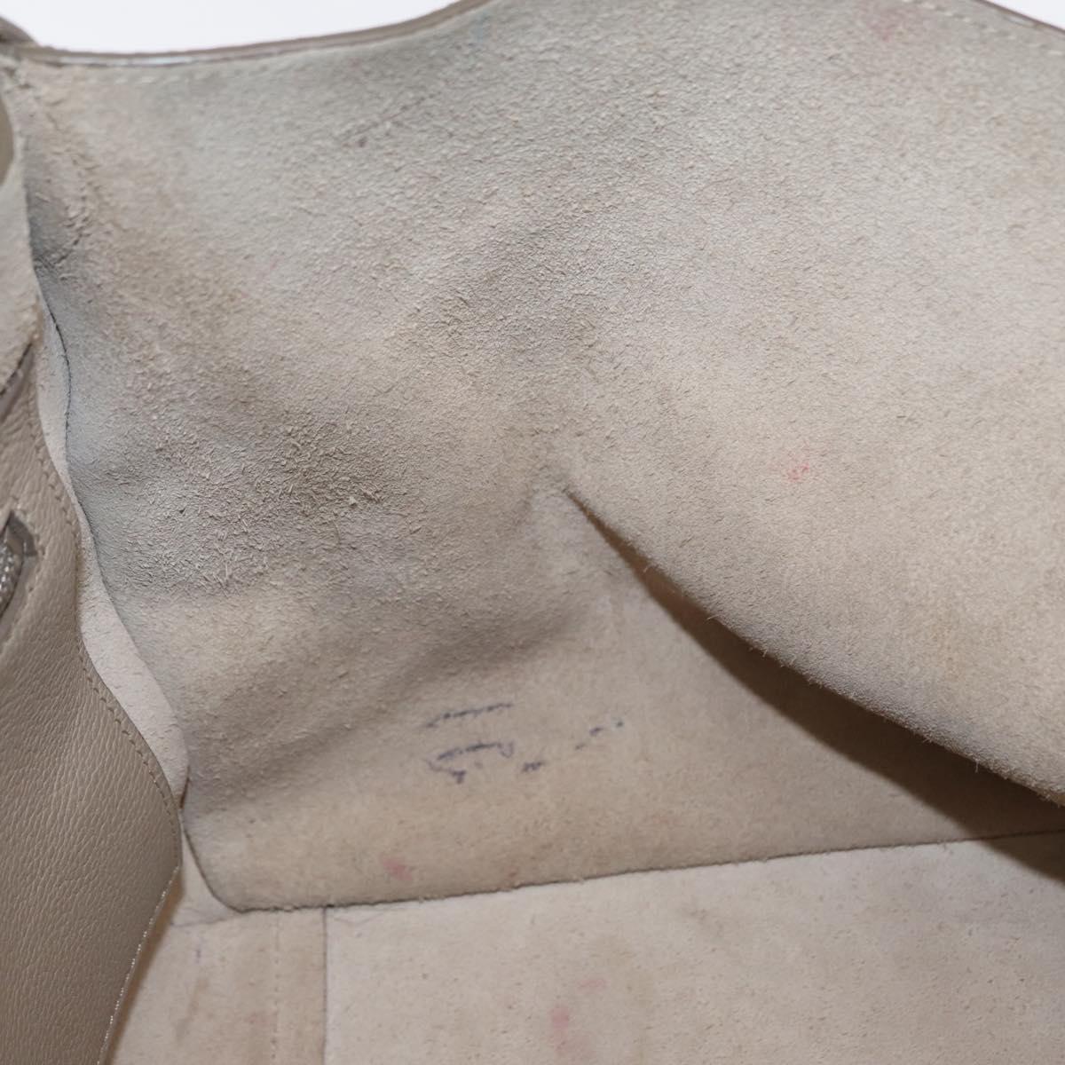 CELINE Big bag Small Hand Bag Leather Beige Silver Auth 164836