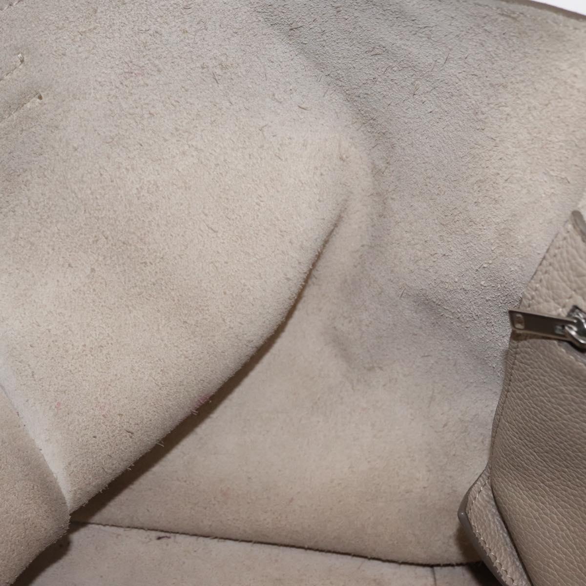 CELINE Big bag Small Hand Bag Leather Beige Silver Auth 164836