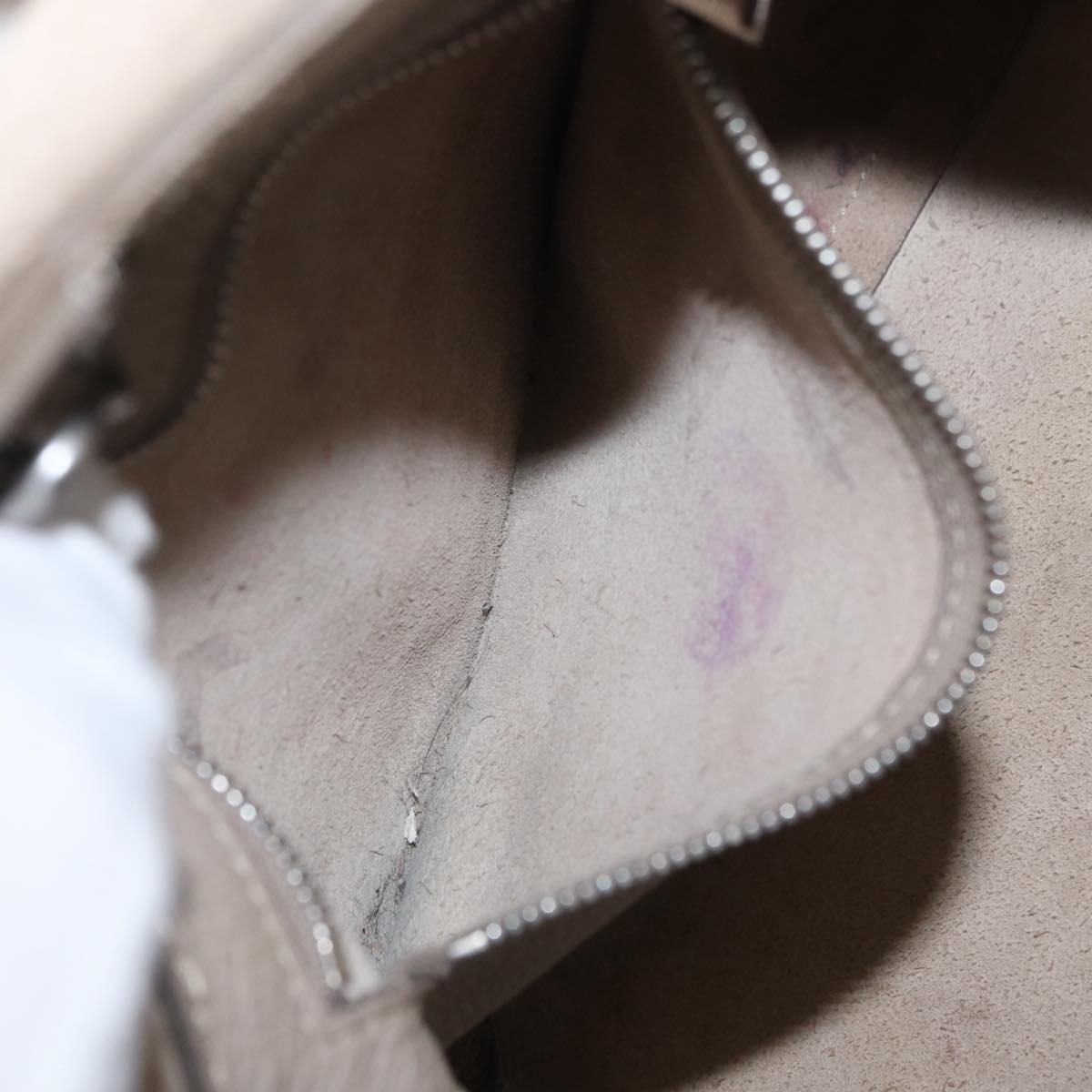 CELINE Big bag Small Hand Bag Leather Beige Silver Auth 164836