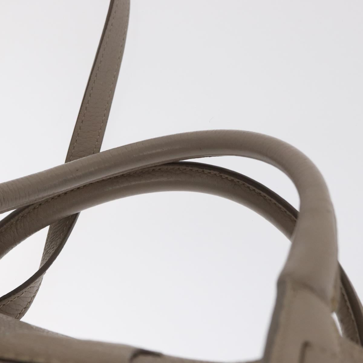 CELINE Big bag Small Hand Bag Leather Beige Silver Auth 164836