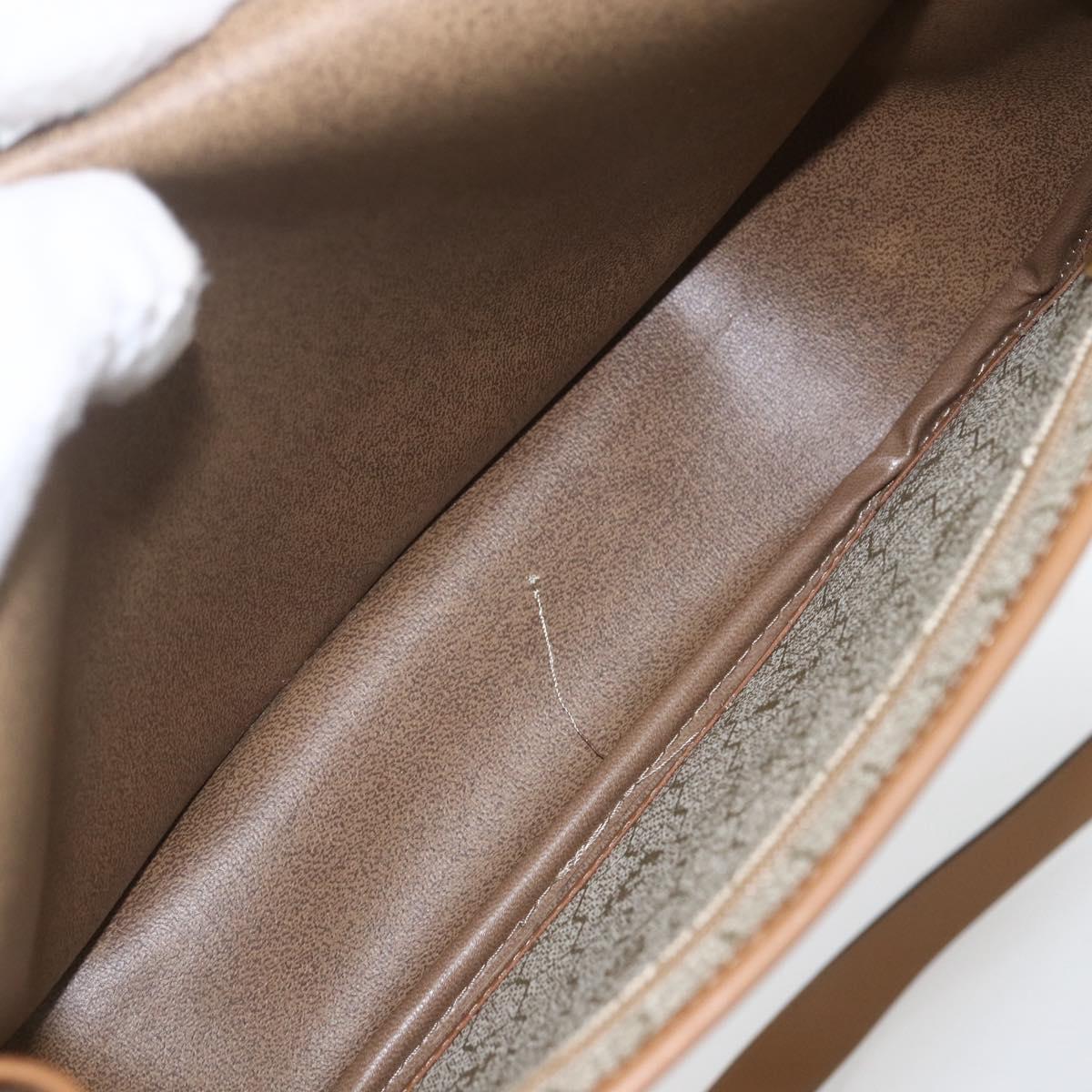 Christian Dior Honeycomb Canvas Shoulder Bag Beige Gold Auth 164839