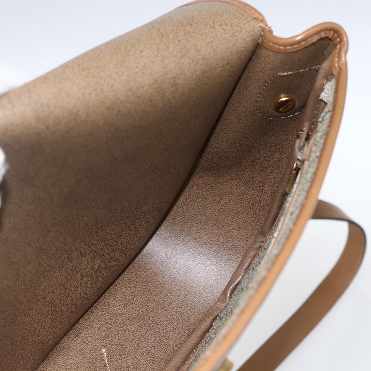 Christian Dior Honeycomb Canvas Shoulder Bag Beige Gold Auth 164839