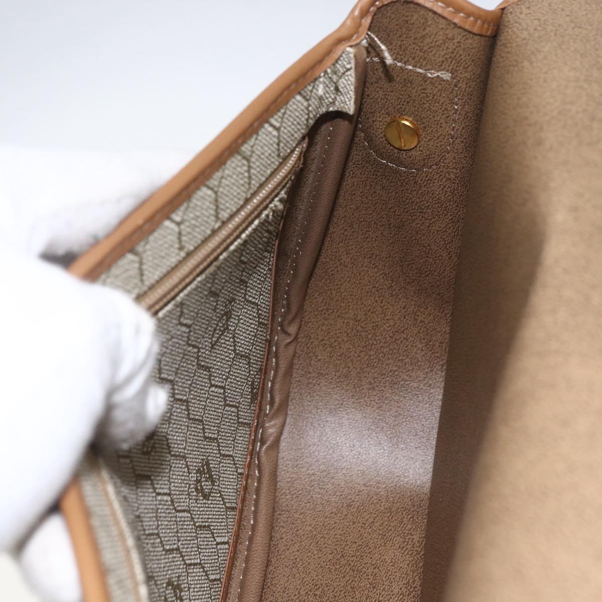 Christian Dior Honeycomb Canvas Shoulder Bag Beige Gold Auth 164839