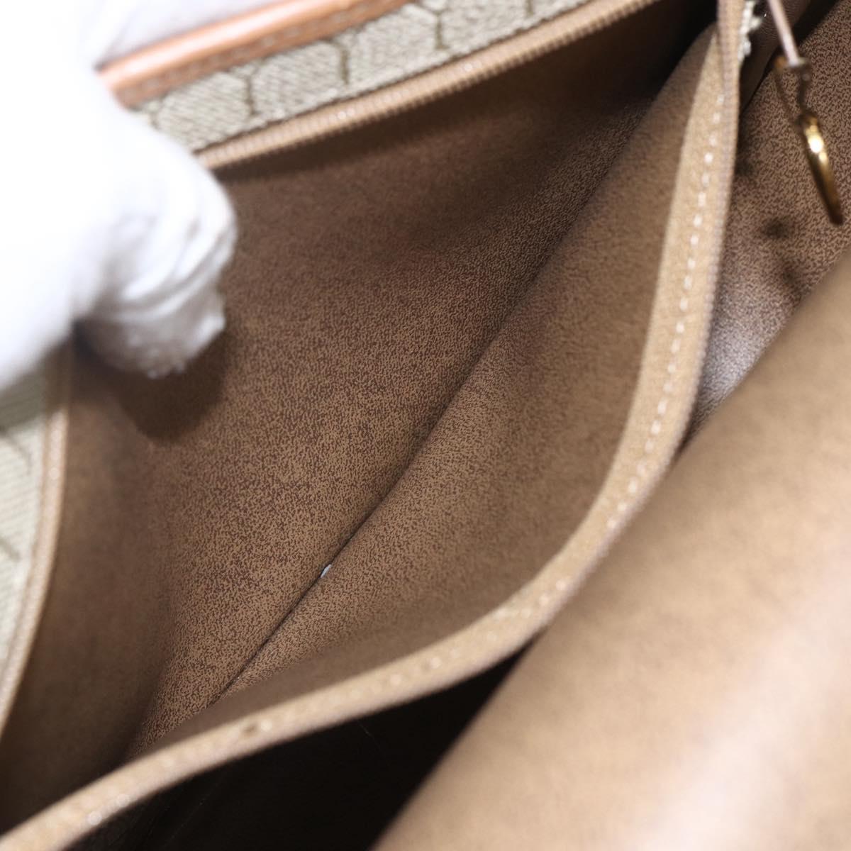 Christian Dior Honeycomb Canvas Shoulder Bag Beige Gold Auth 164839