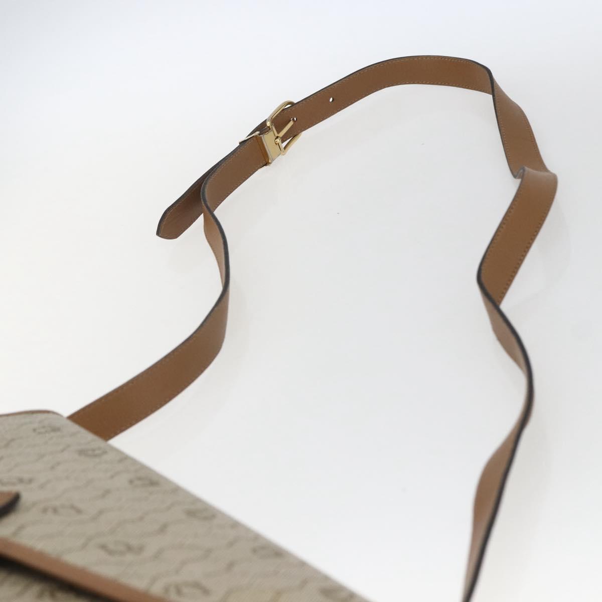 Christian Dior Honeycomb Canvas Shoulder Bag Beige Gold Auth 164839