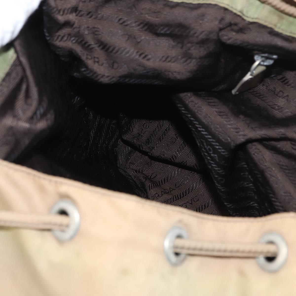 PRADA Backpack Nylon Beige Silver Auth 164845