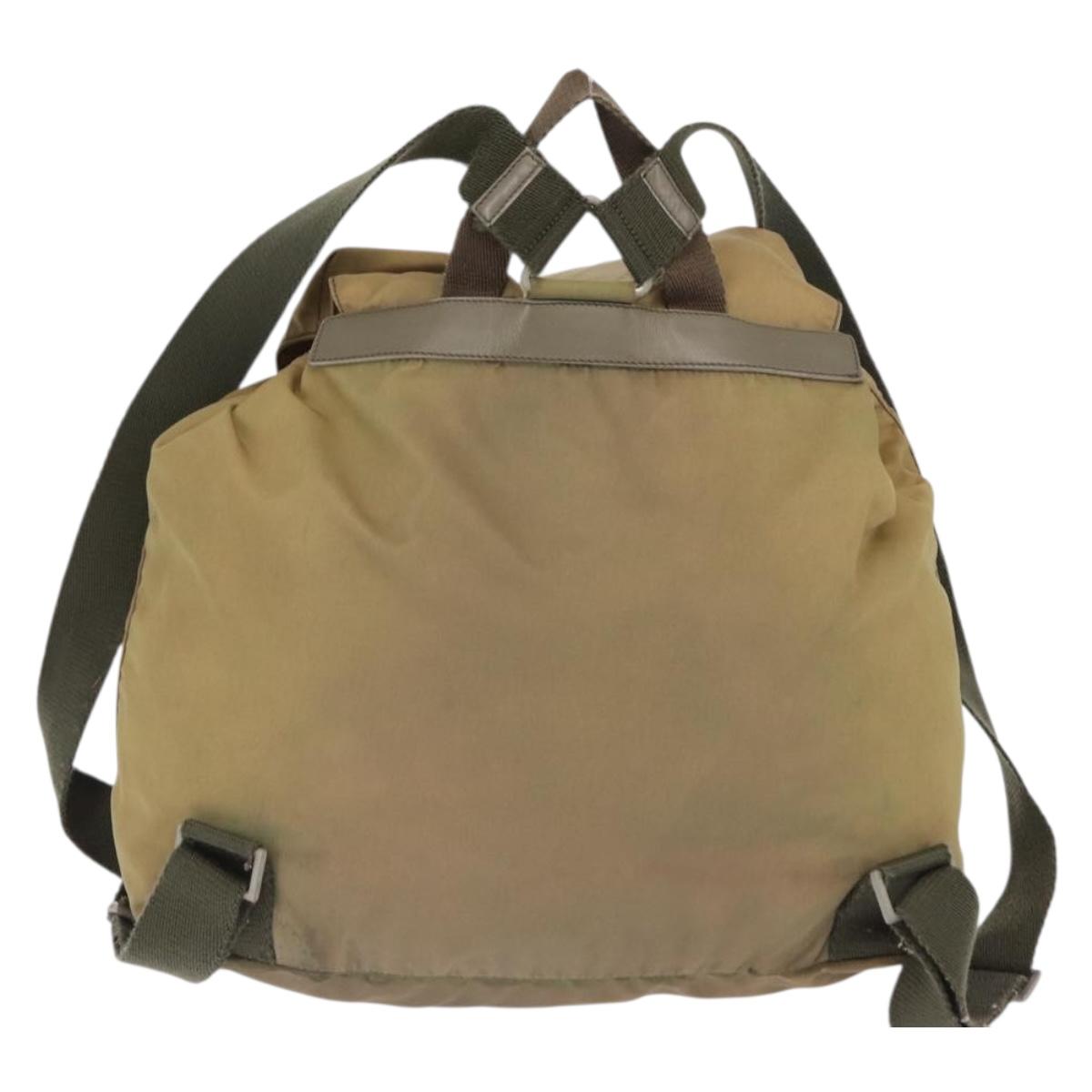 PRADA Backpack Nylon Beige Silver Auth 164845