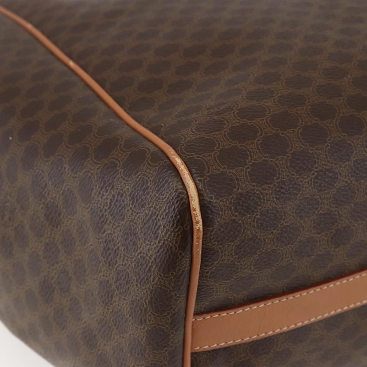 CELINE Macadam Canvas Shoulder Bag PVC Leather Brown Gold Auth 164849