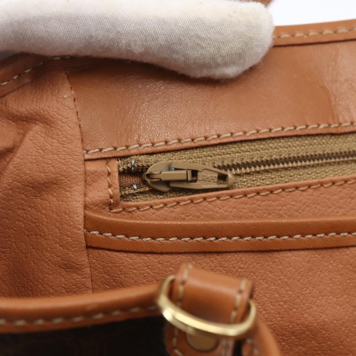 CELINE Macadam Canvas Shoulder Bag PVC Leather Brown Gold Auth 164849