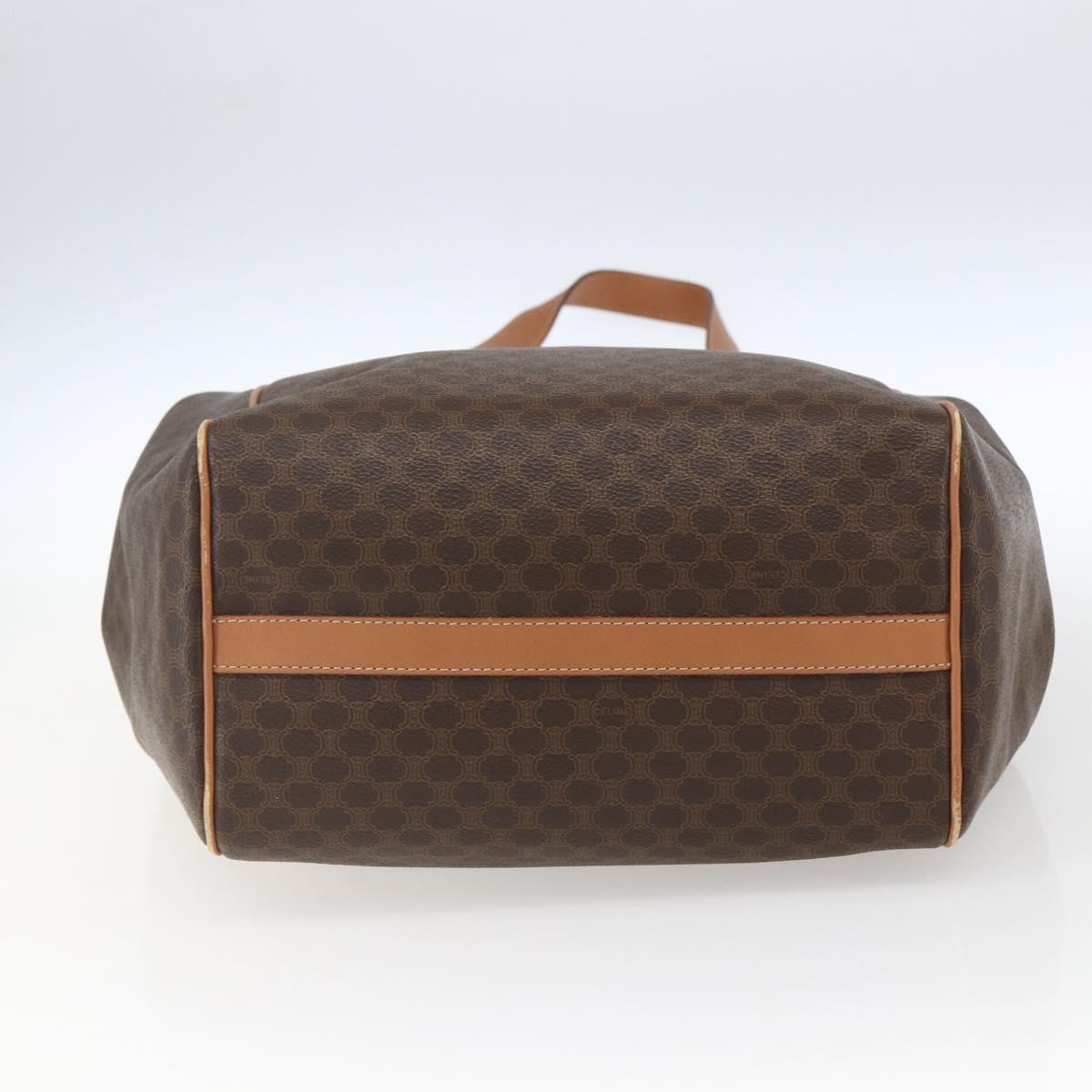 CELINE Macadam Canvas Shoulder Bag PVC Leather Brown Gold Auth 164849
