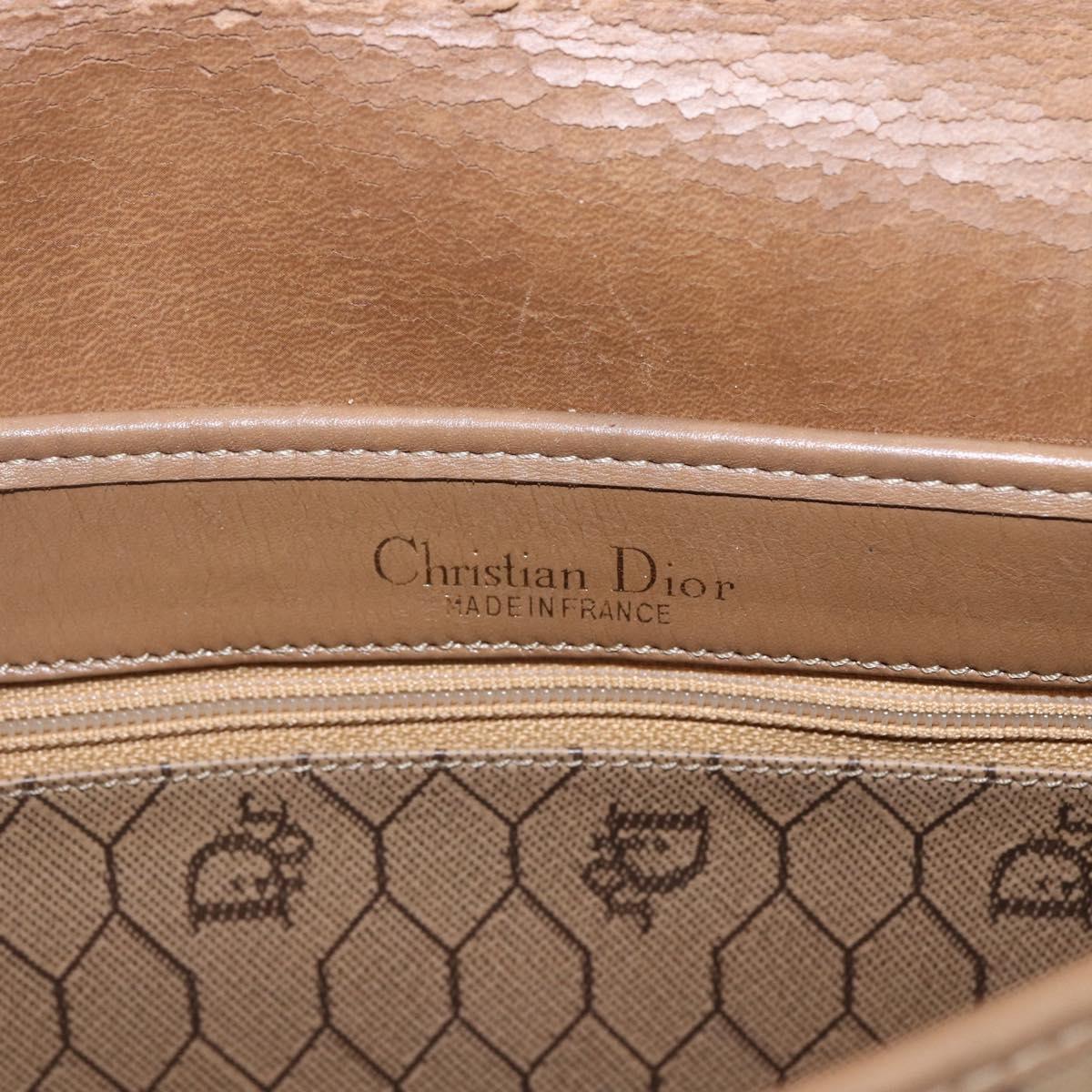 Christian Dior Honeycomb Canvas Shoulder Bag PVC Beige Gold Auth 164852