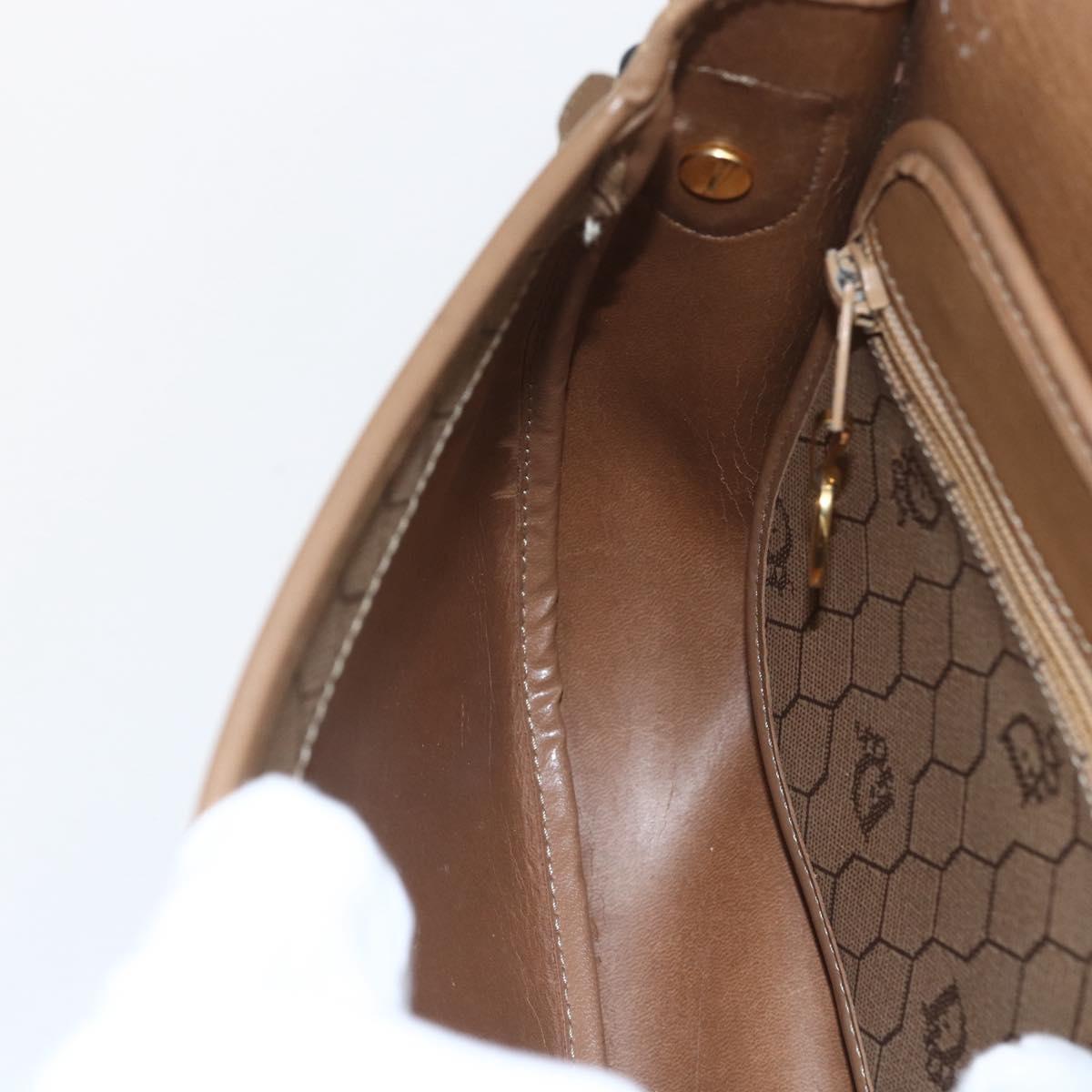 Christian Dior Honeycomb Canvas Shoulder Bag PVC Beige Gold Auth 164852