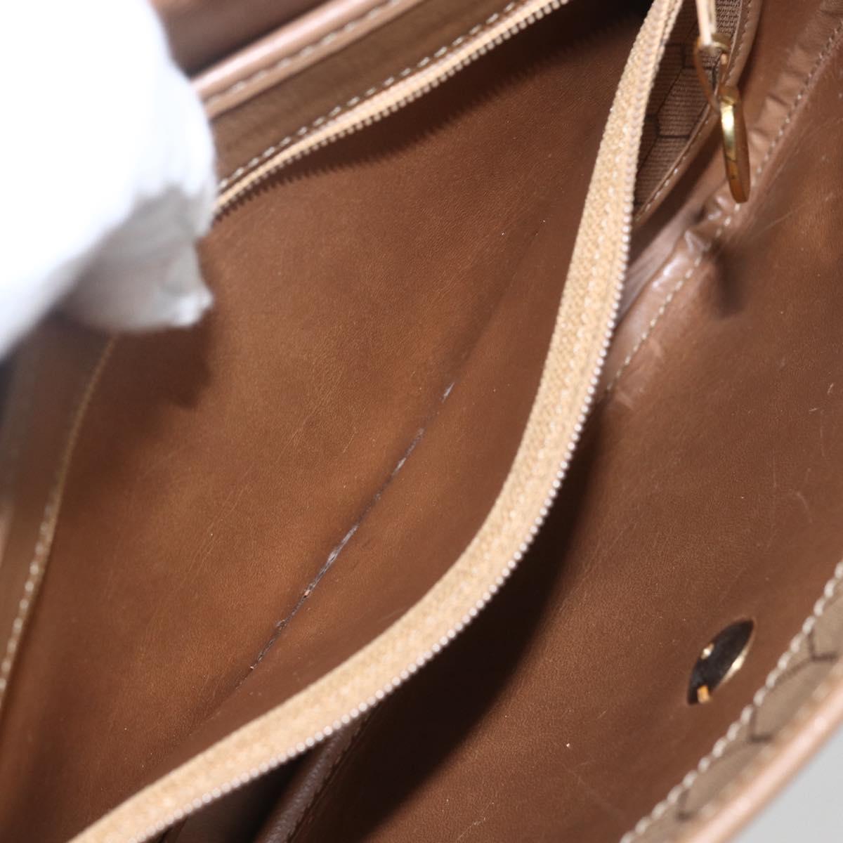 Christian Dior Honeycomb Canvas Shoulder Bag PVC Beige Gold Auth 164852