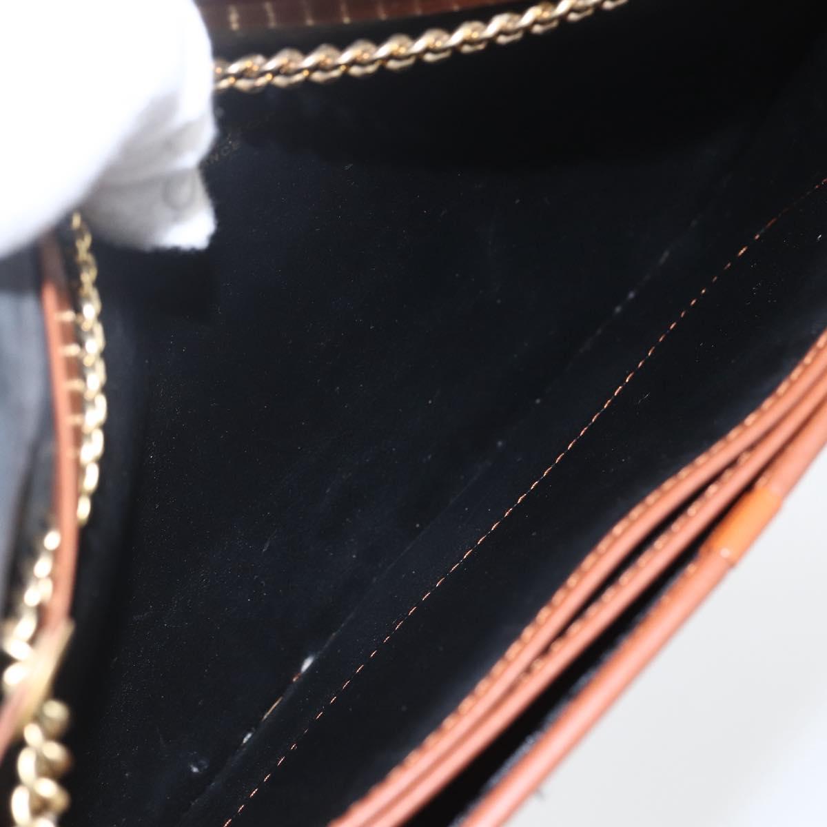 Christian Dior Trotter Canvas Chain Shoulder Bag Black Gold Auth 164854