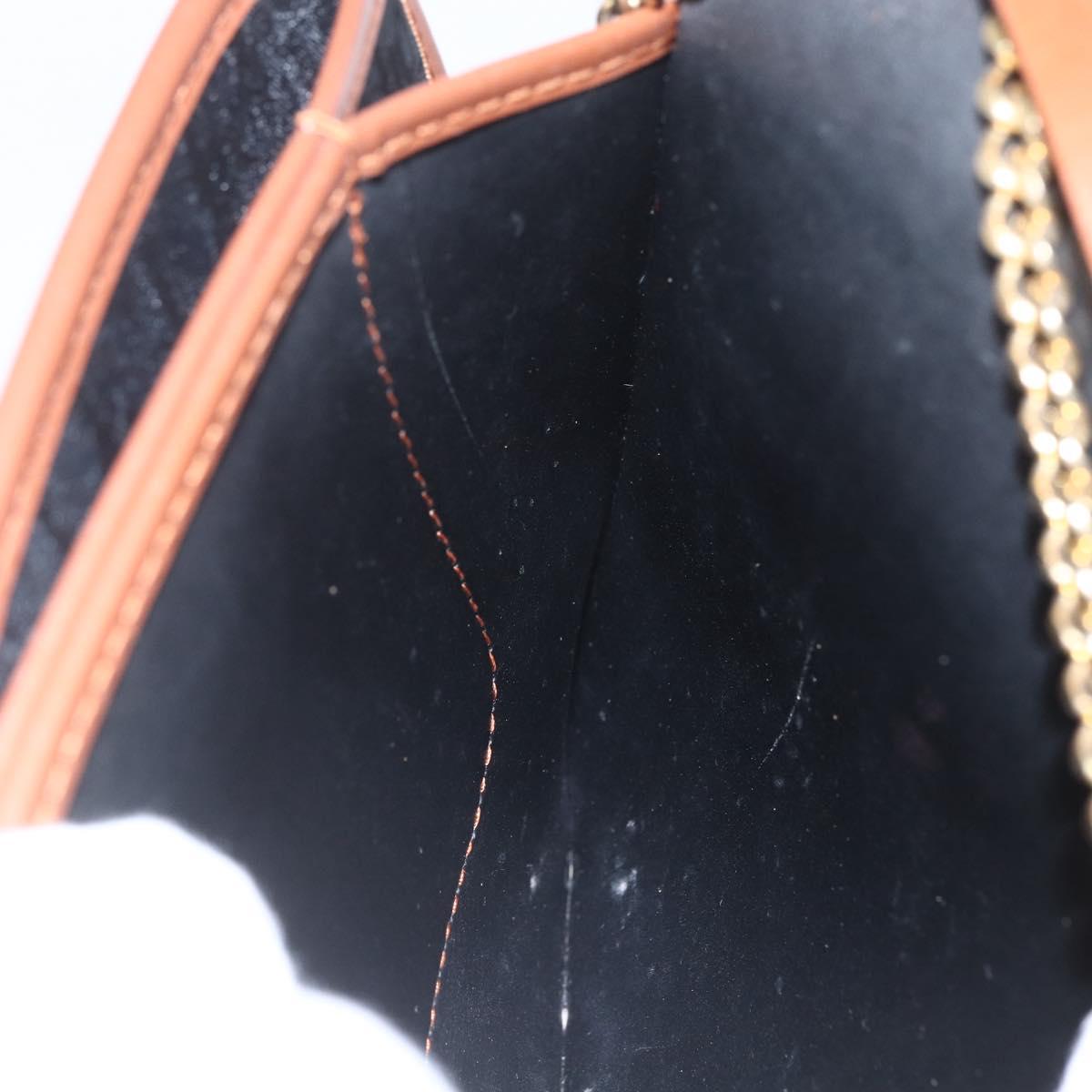 Christian Dior Trotter Canvas Chain Shoulder Bag Black Gold Auth 164854