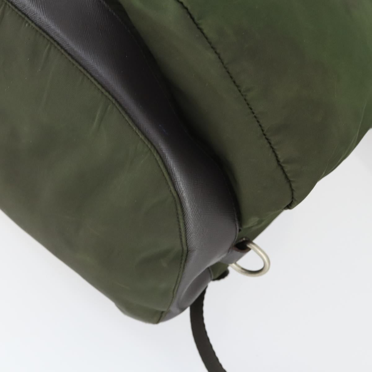 PRADA Backpack Nylon Khaki Silver Auth 164855