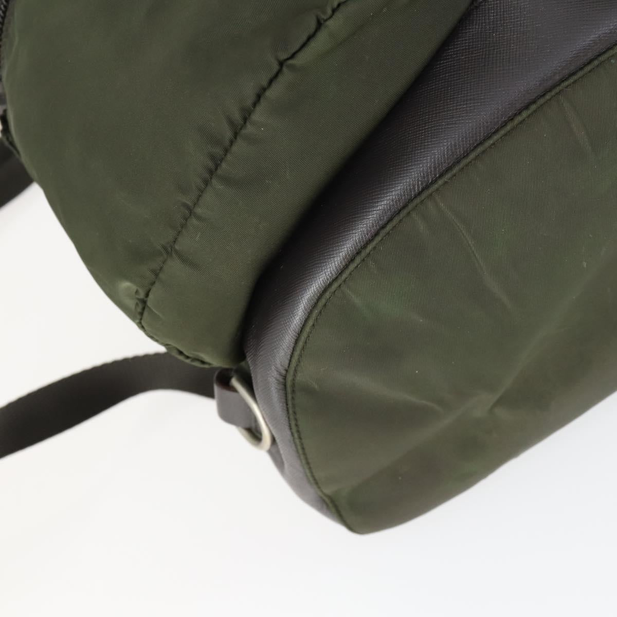 PRADA Backpack Nylon Khaki Silver Auth 164855