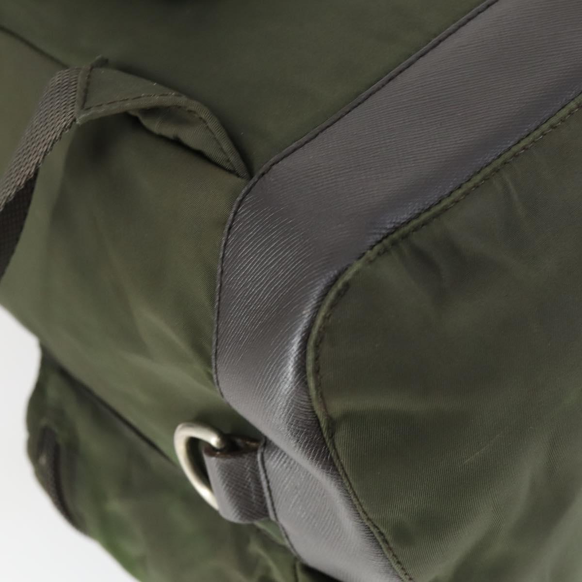 PRADA Backpack Nylon Khaki Silver Auth 164855
