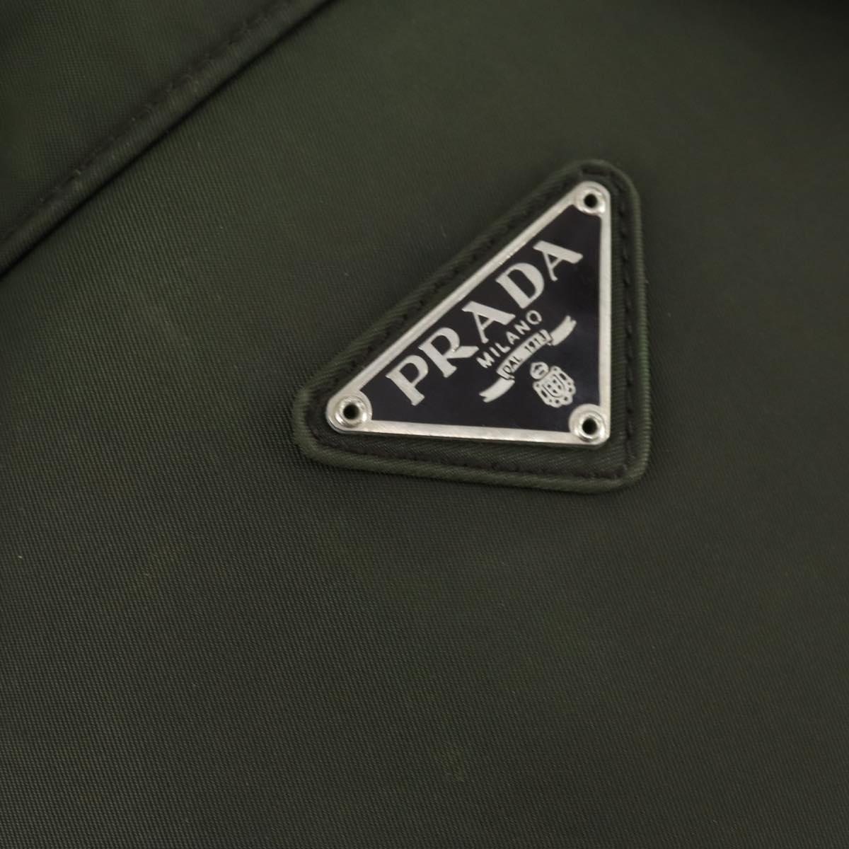 PRADA Backpack Nylon Khaki Silver Auth 164855