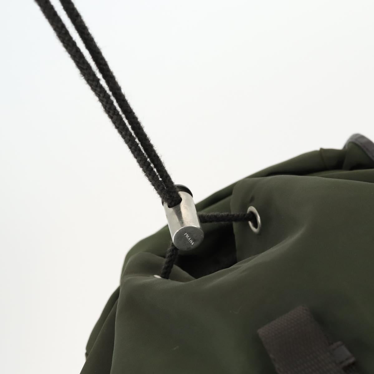 PRADA Backpack Nylon Khaki Silver Auth 164855