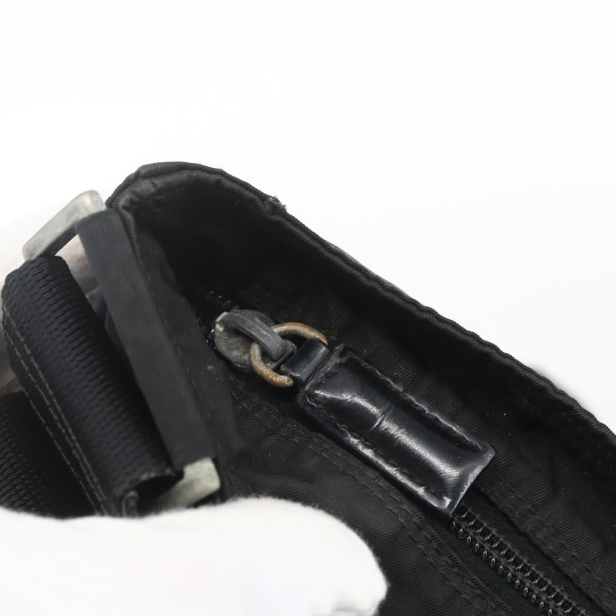 PRADA Shoulder Bag Nylon Black Silver Auth 164857